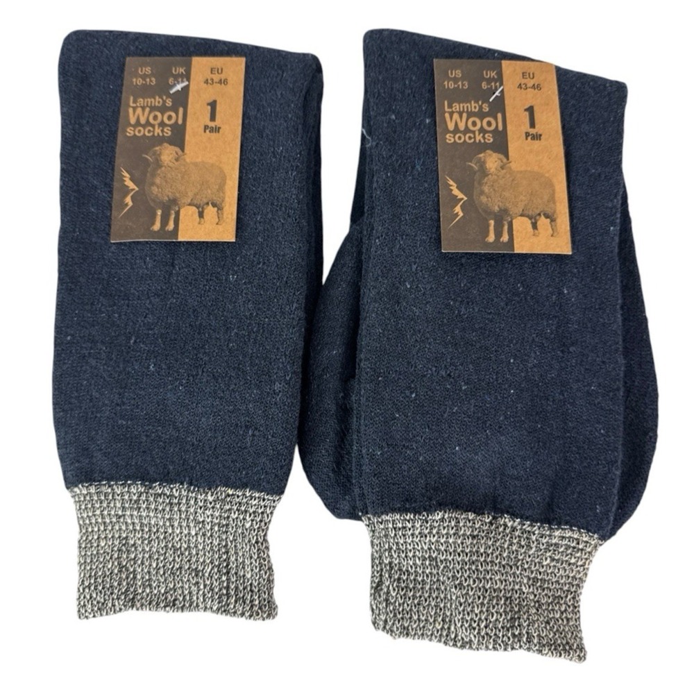 Lamb's Wool Blend Socks NEW Men's US 10-13 Lot of 2 Blue Calf Length 1397